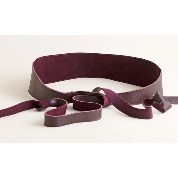 Chico’s Genuine Leather Reversible Obi Belt Shiraz Large NWT 110” Wrap main image 5